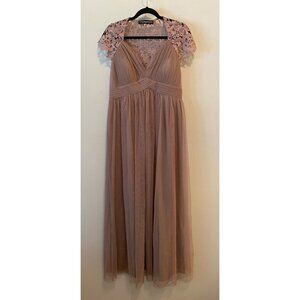 Little Mistress Formal Maxi Dress Lace & Tulle Blush Pink Size 10